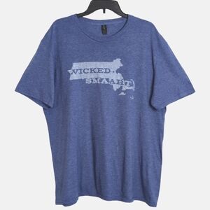 Anvil Wicked Smaaht Boston MA Men's Blue Short Sleeve T-Shirt Size XL